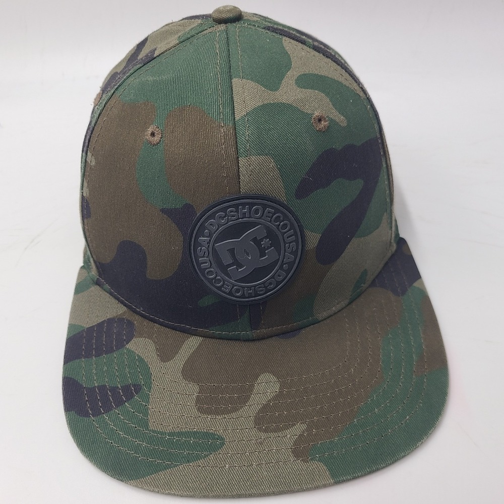 DC Shoes Hat Snapback Camo Skate Skateboard DC Shoe Co USA Flat Brim Green Brown